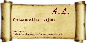 Antunovits Lajos névjegykártya